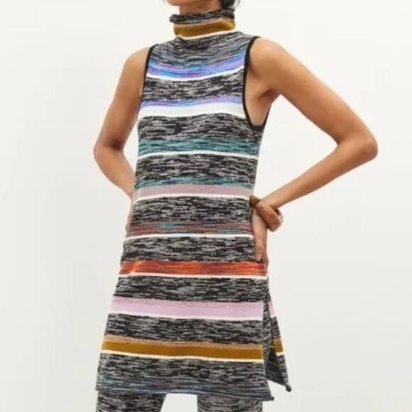 Anthropologie Turtleneck Colorblock Knit Indie Tunic Top Sweater Size M - Picture 1 of 13